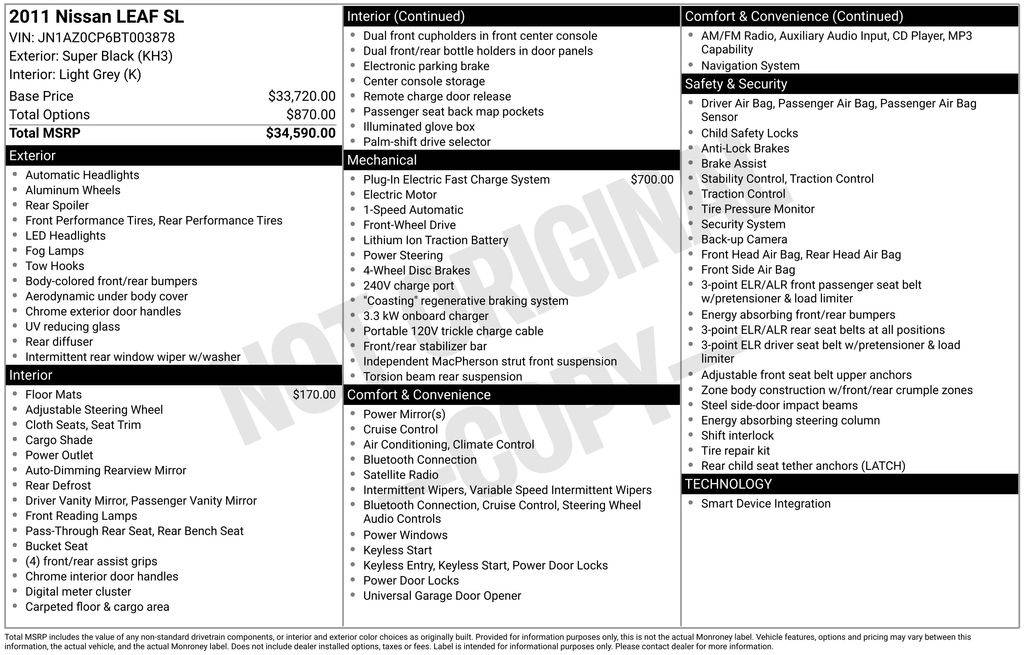2011 Nissan LEAF SL — Hatchback — 91,604 mi — Santa Clara, CA