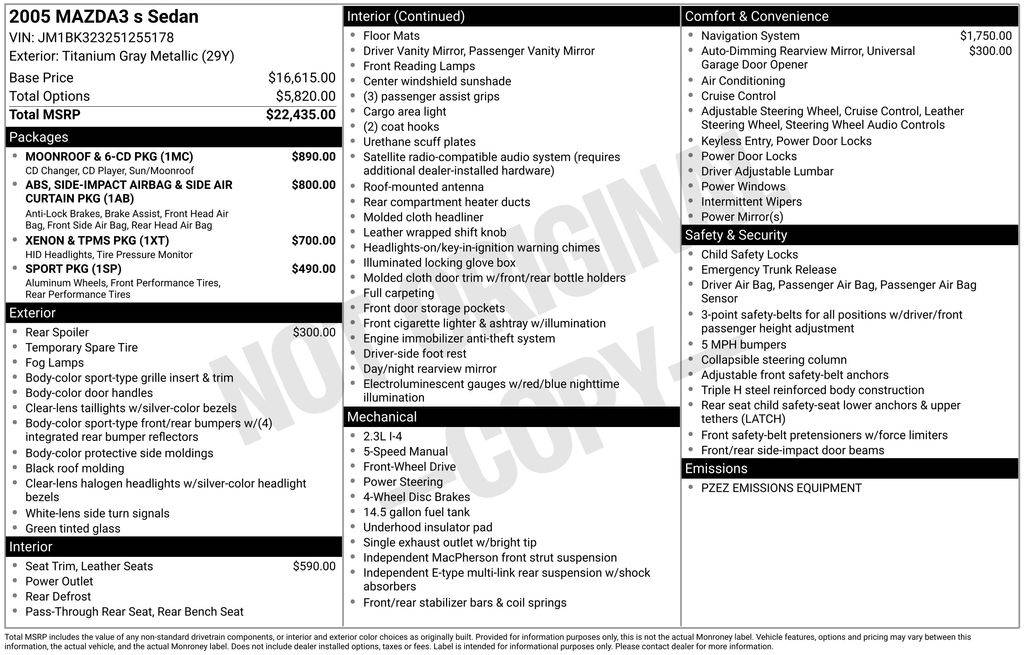 2005 Mazda Mazda3 s — Sedan — 190,661 mi — Santa Clara, CA