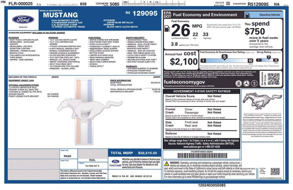 2024 Ford Mustang EcoBoost — Coupe — 9,316 mi — Santa Clara, CA