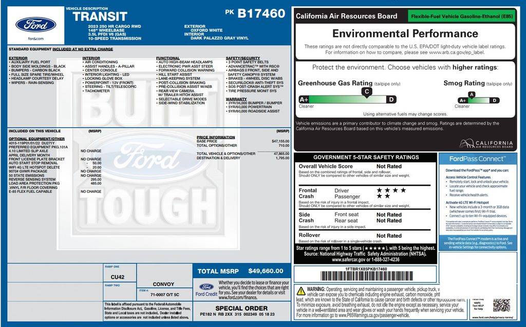 2023 Ford Transit Cargo Van T-250 — Cargo Van — 52,802 mi — BAYTOWN, TX