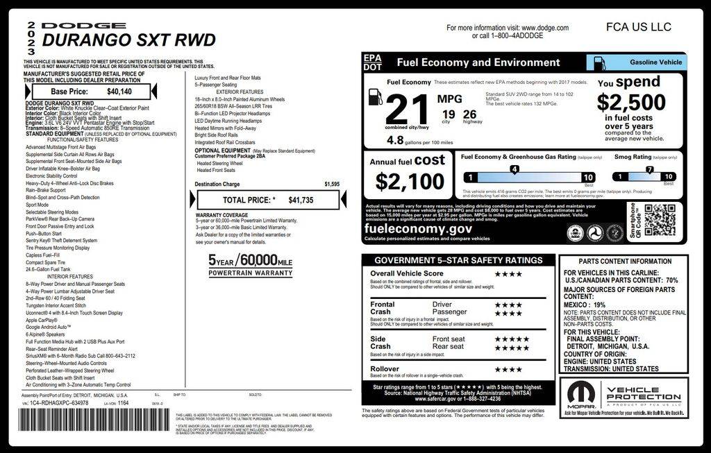 2023 Dodge Durango SXT — SUV — 51,523 mi — BAYTOWN, TX