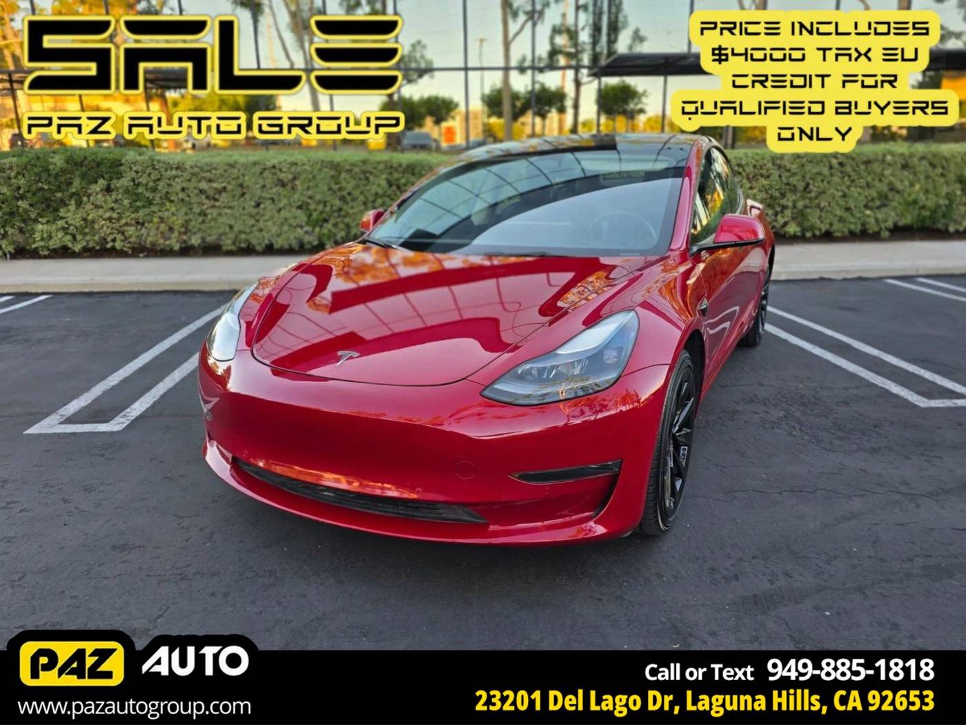 2022 Tesla Model 3 Standard Range Plus — Sedan — 61,527 mi — Laguna Hills, CA