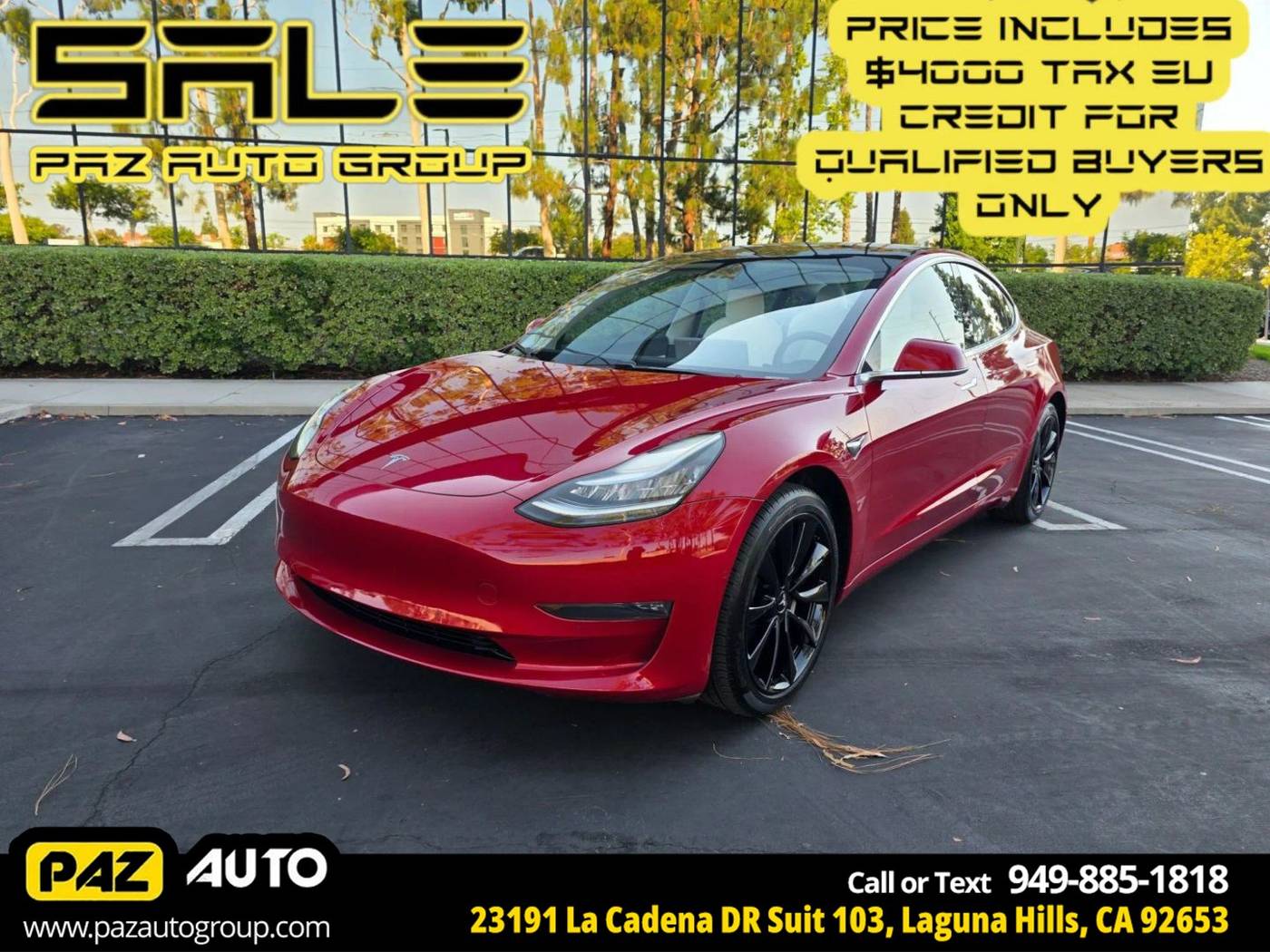 2018 Tesla Model 3 Mid Range — Sedan — 52,618 mi — Laguna Hills, CA