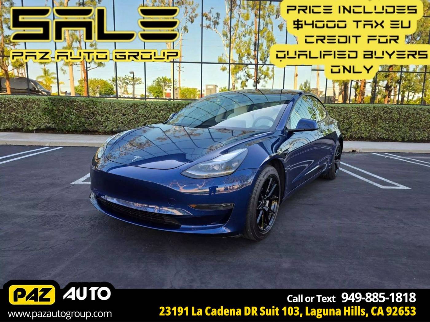 2022 Tesla Model 3 Standard Range Plus — Sedan — 38,027 mi — Laguna Hills, CA