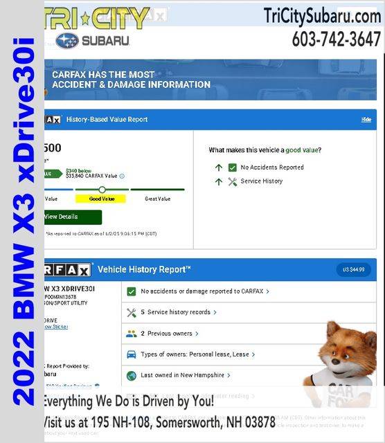 2022 BMW X3 30i — SUV — 36,641 mi — Somersworth, NH