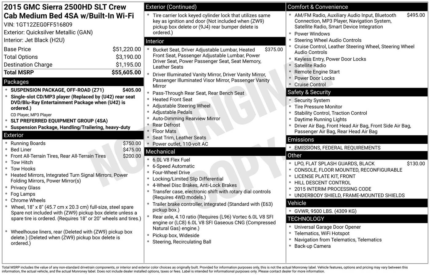 2015 GMC Sierra 2500HD SLT — Pickup Truck — 248,156 mi — Chesterton, IN