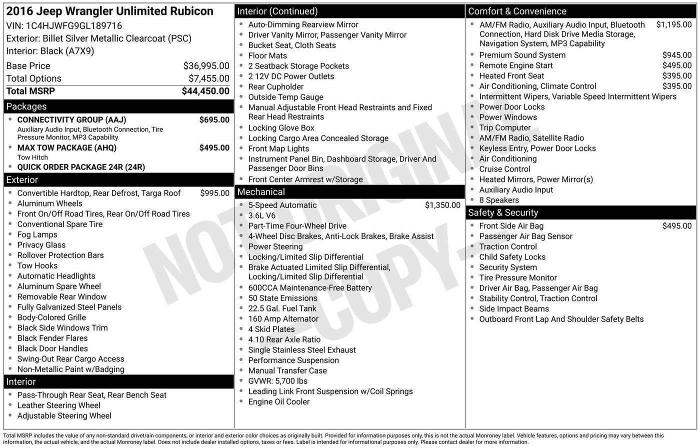 2016 Jeep Wrangler Rubicon — SUV — 78,957 mi — Chesterton, IN