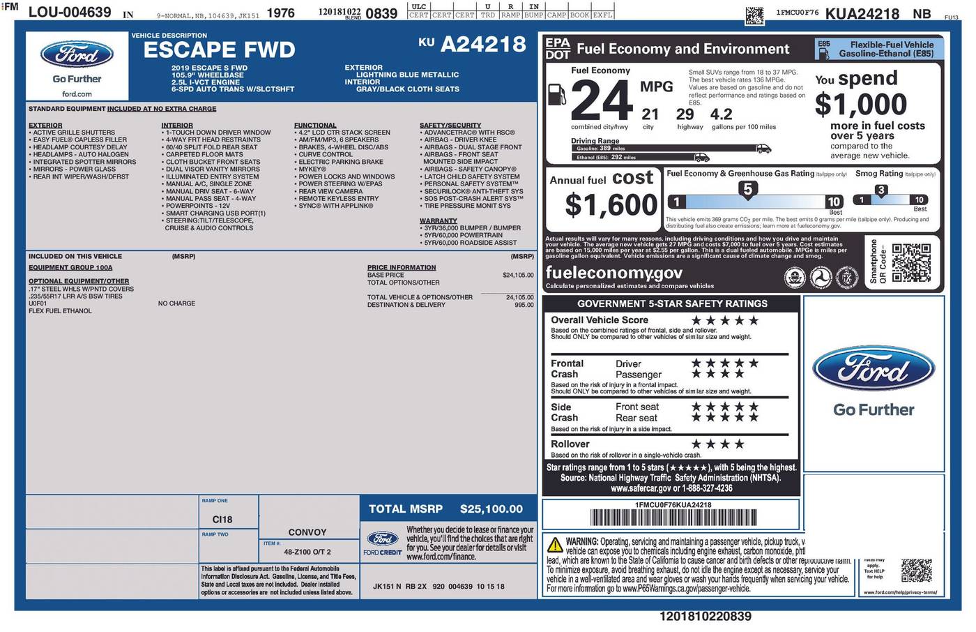 2019 Ford Escape S — SUV — 146,000 mi — Chesterton, IN
