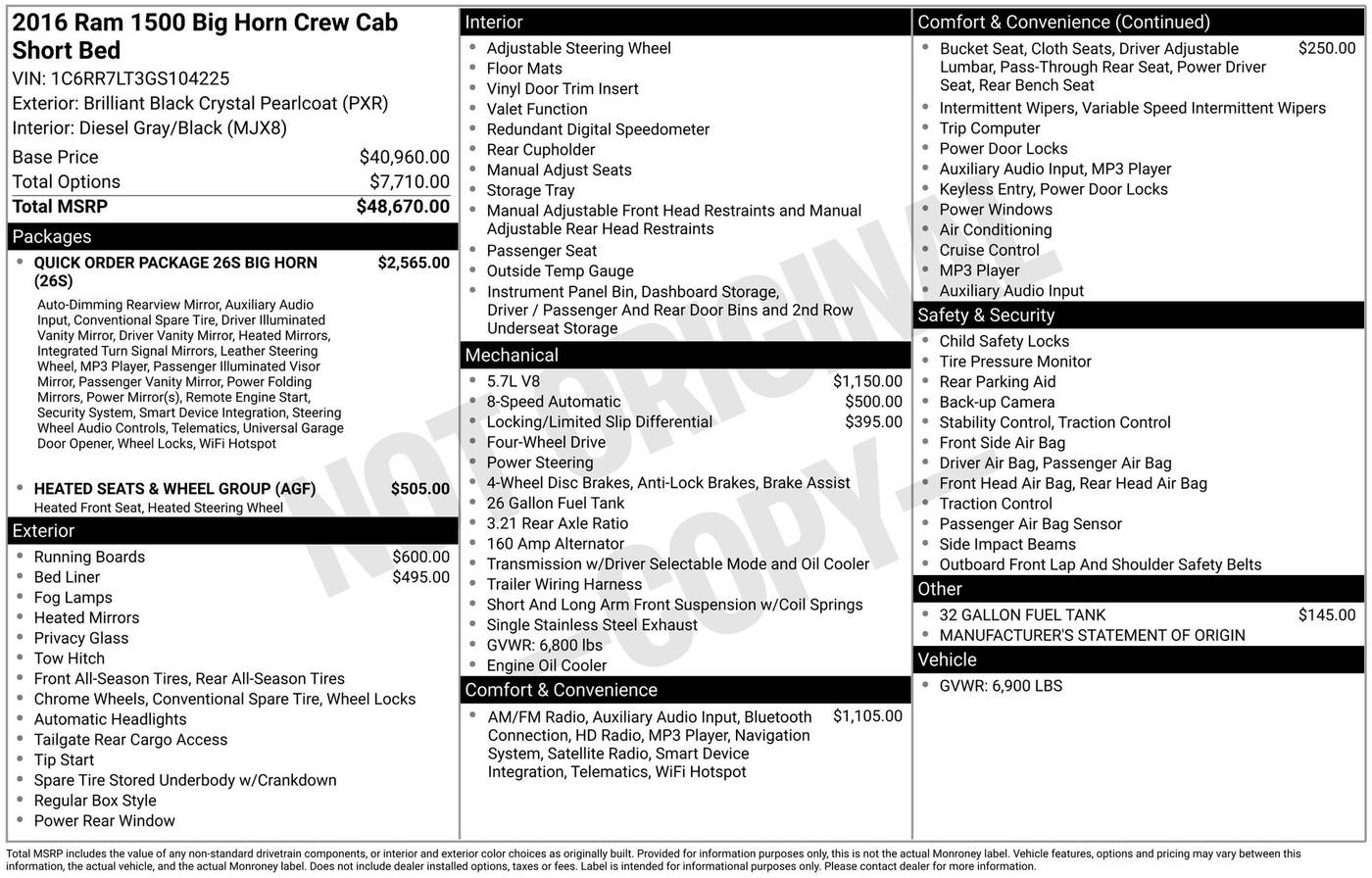 2016 Ram 1500 Big Horn — Pickup Truck — 132,611 mi — Chesterton, IN