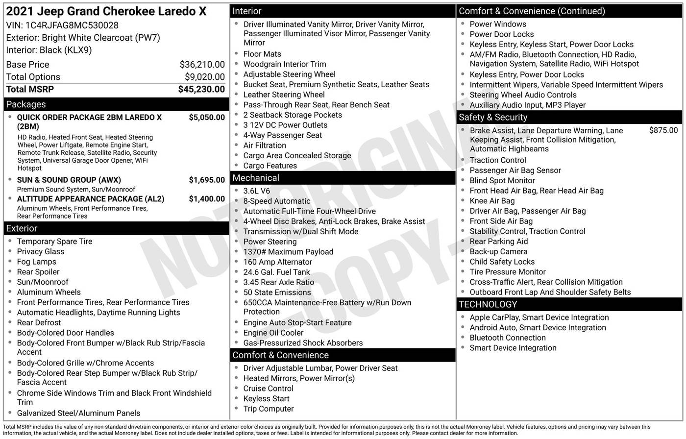 2021 Jeep Grand Cherokee WK Laredo X — SUV — 37,995 mi — Chesterton, IN