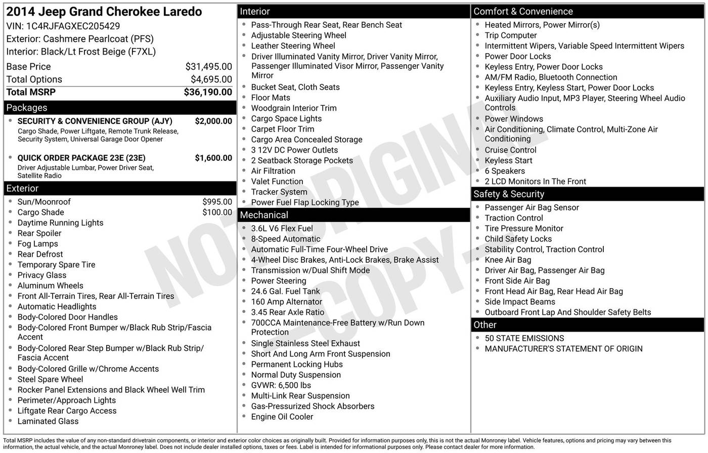 2014 Jeep Grand Cherokee Laredo — SUV — 105,777 mi — Chesterton, IN