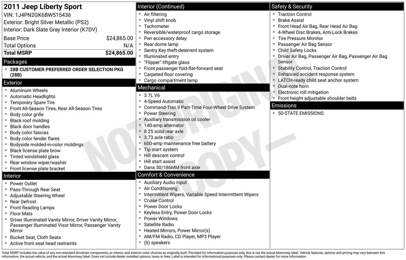 2011 Jeep Liberty Sport — SUV — 94,826 mi — Chesterton, IN