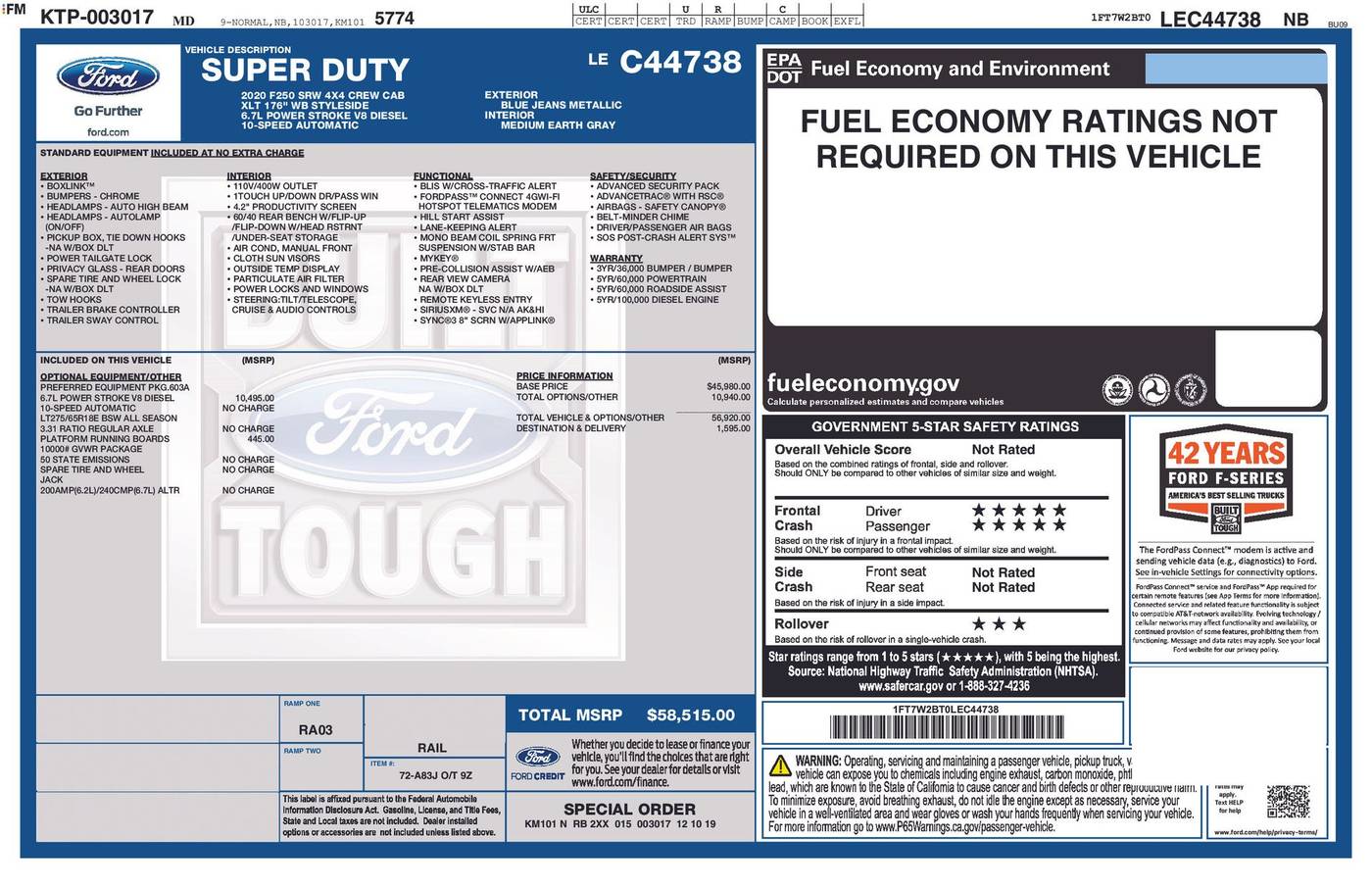 2020 Ford Super Duty F-250 XLT — Pickup Truck — 51,253 mi — Chesterton, IN