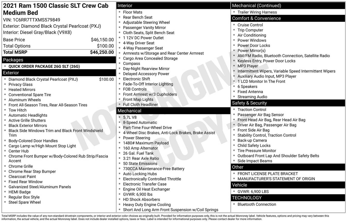 2021 Ram 1500 Classic SLT — Pickup Truck — 43,134 mi — Chesterton, IN