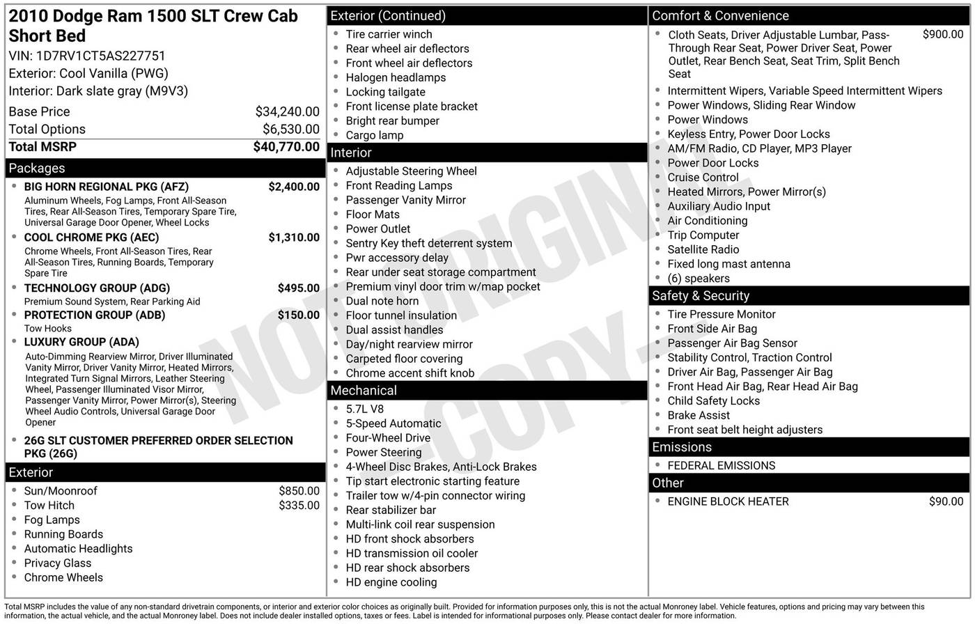 2010 Dodge Ram 1500 SLT — Pickup Truck — 136,981 mi — Chesterton, IN