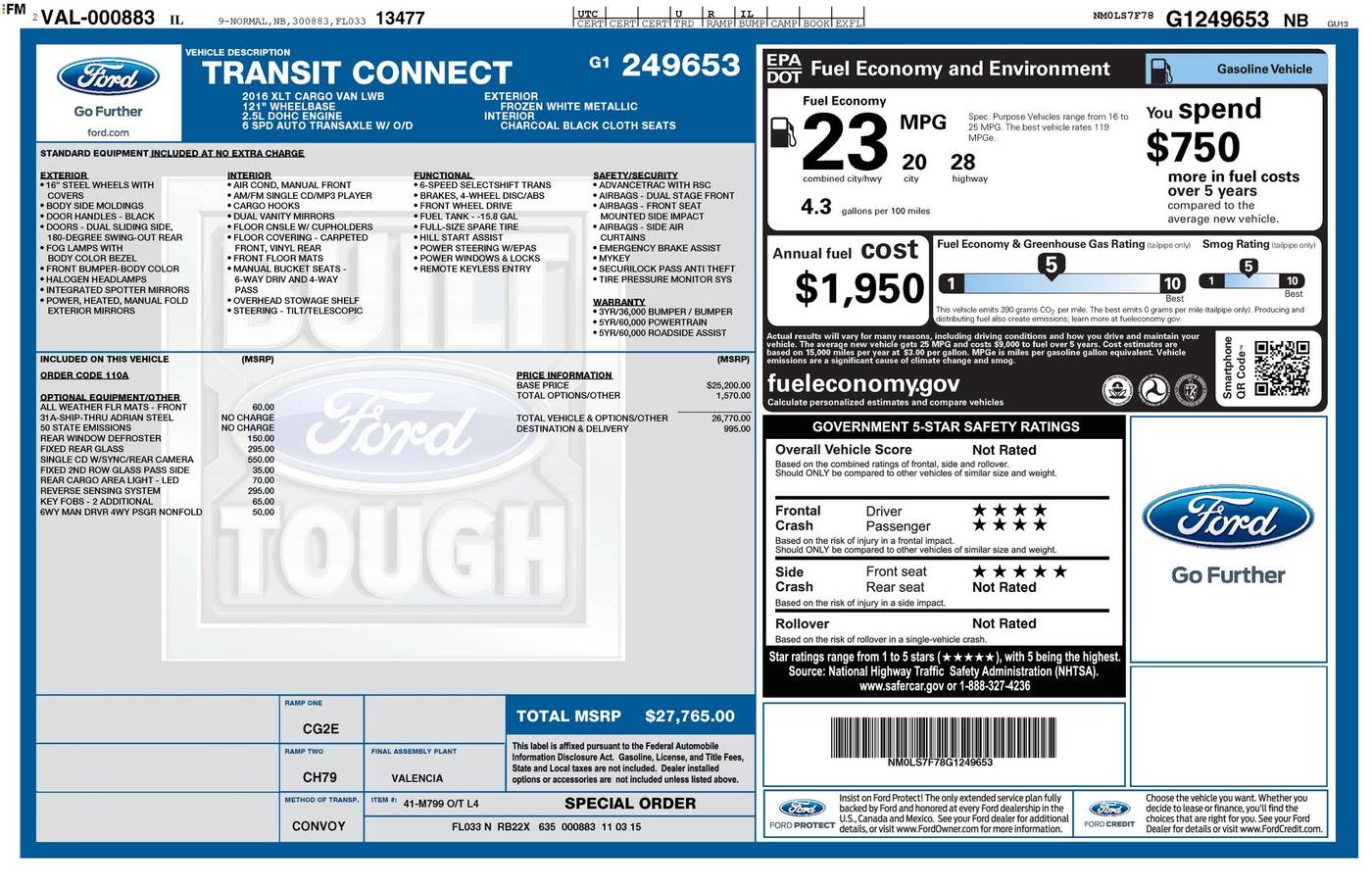 2016 Ford Transit Connect Van XLT — Cargo Van — 209,000 mi — Chesterton, IN