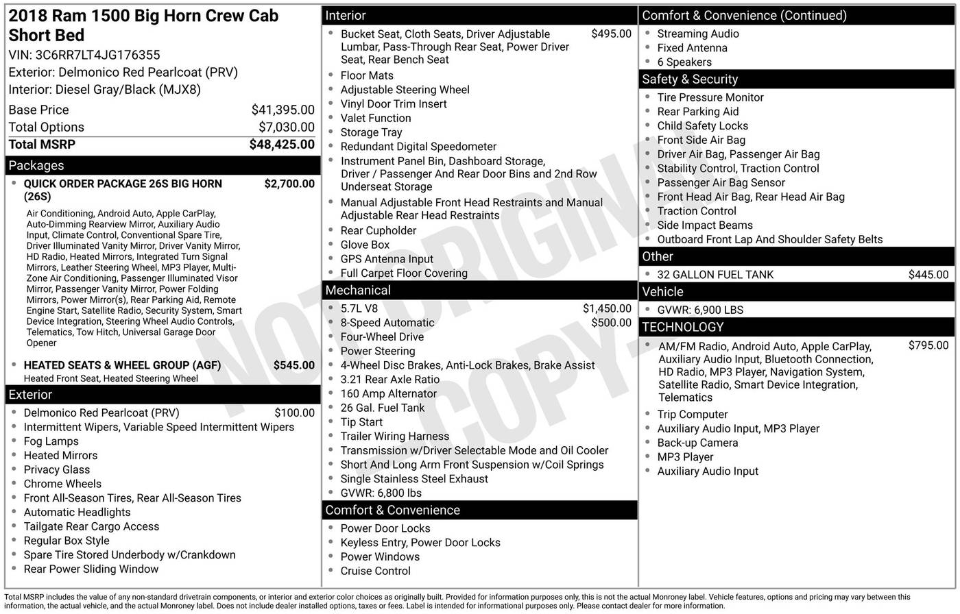 2018 Ram 1500 Big Horn — Pickup Truck — 51,130 mi — Chesterton, IN