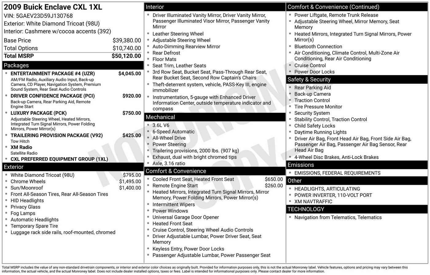2009 Buick Enclave CXL — SUV — 182,523 mi — Chesterton, IN