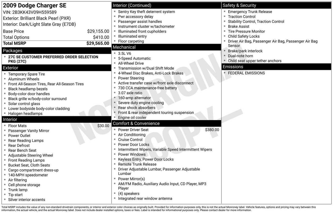 2009 Dodge Charger SE — Sedan — 165,941 mi — Chesterton, IN