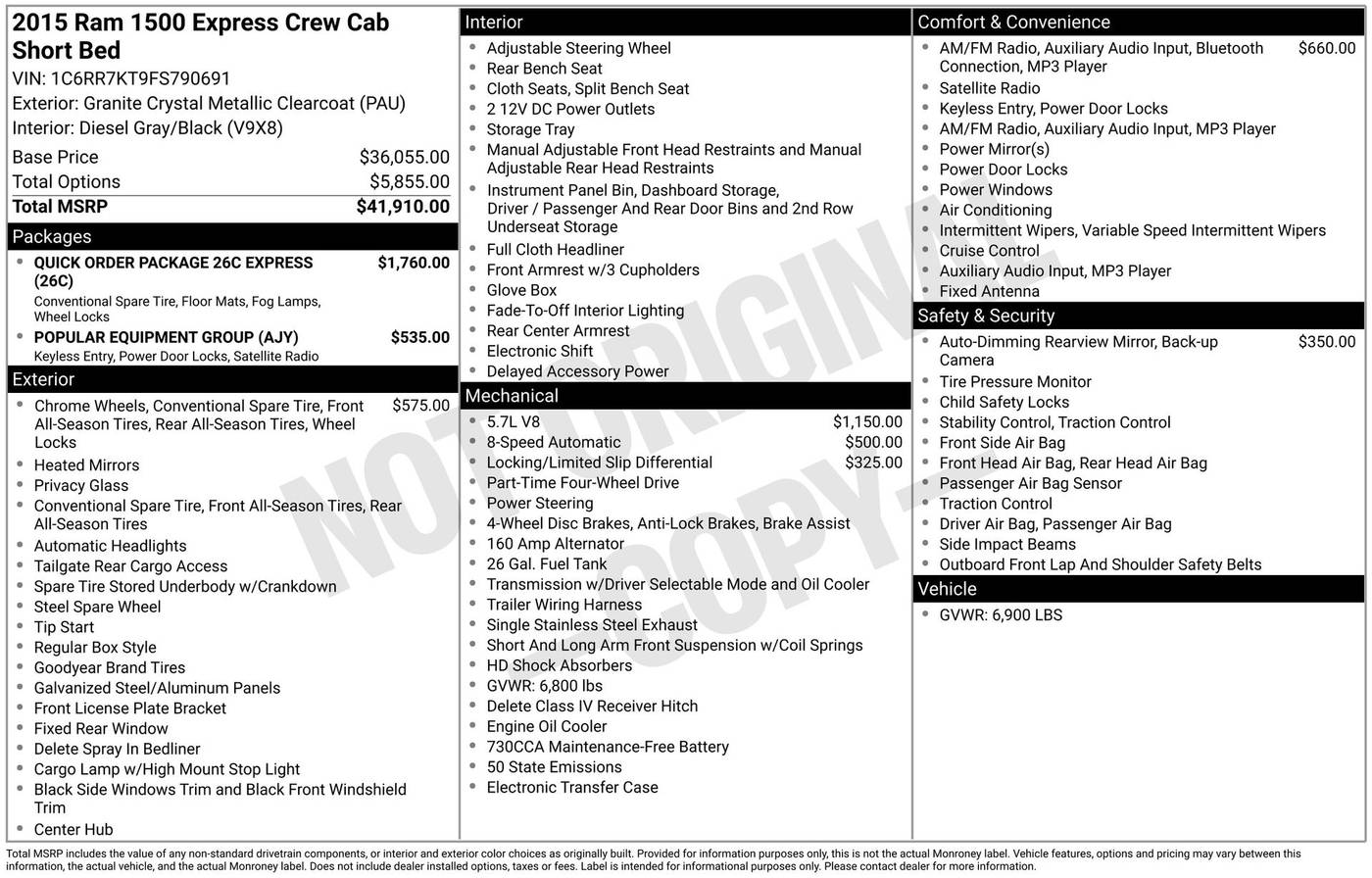 2015 Ram 1500 Express — Pickup Truck — 121,951 mi — Chesterton, IN