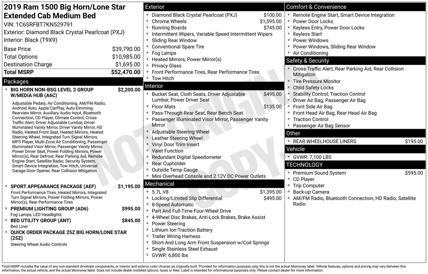 2019 Ram 1500 Big Horn/Lone Star — Pickup Truck — 124,892 mi — Chesterton, IN