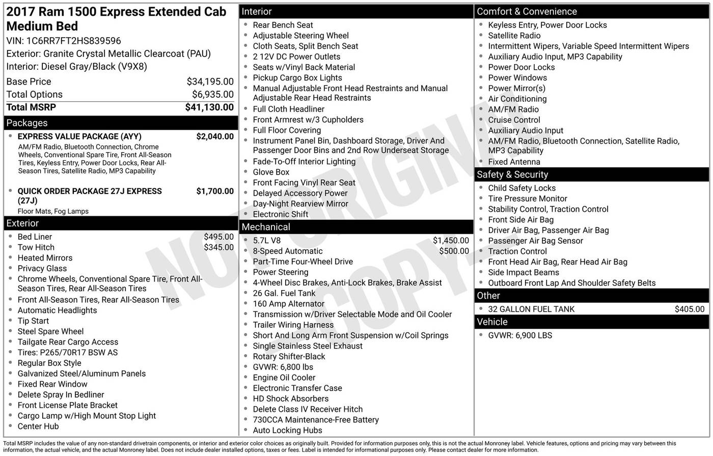 2017 Ram 1500 Express — Pickup Truck — 88,738 mi — Chesterton, IN