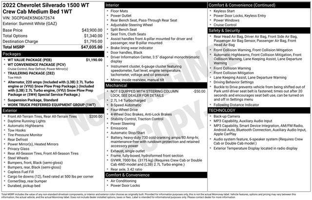 2022 Chevrolet Silverado 1500 WT — Pickup Truck — 103,600 mi — Grapevine, TX