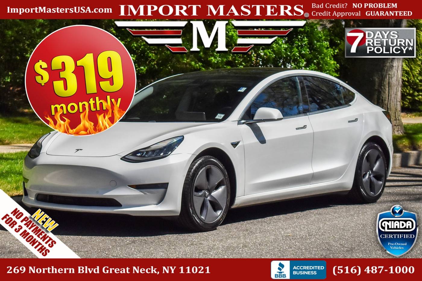 2020 Tesla Model 3 Standard Range Plus — Sedan — 61,912 mi — Great Neck, NY