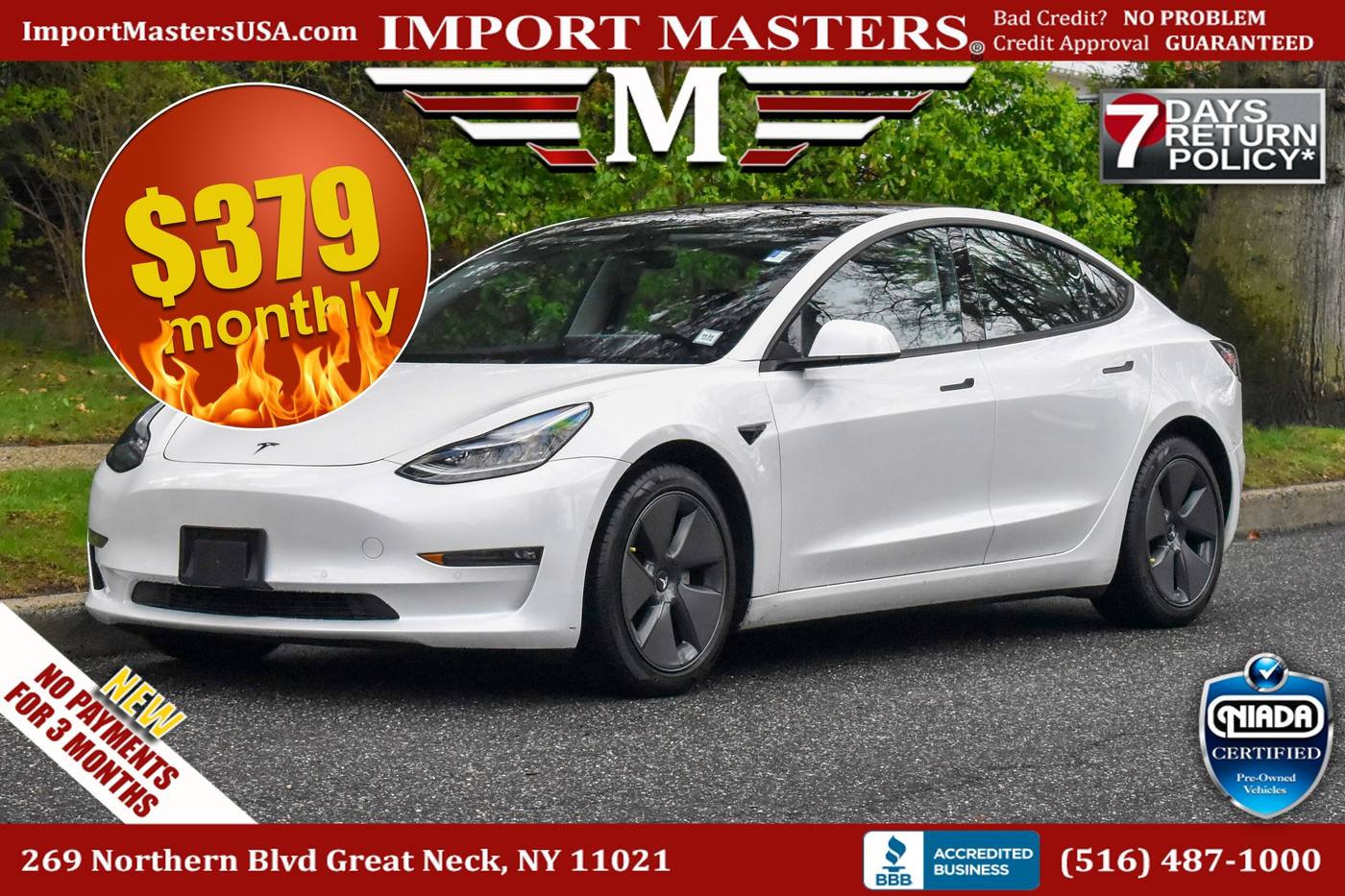 2021 Tesla Model 3 Long Range — Sedan — 61,564 mi — Great Neck, NY