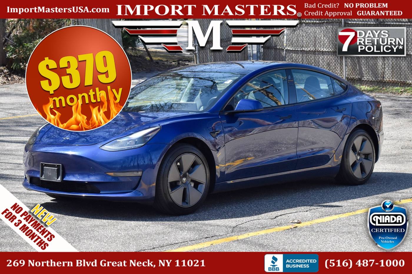 2021 Tesla Model 3 Long Range — Sedan — 55,256 mi — Great Neck, NY