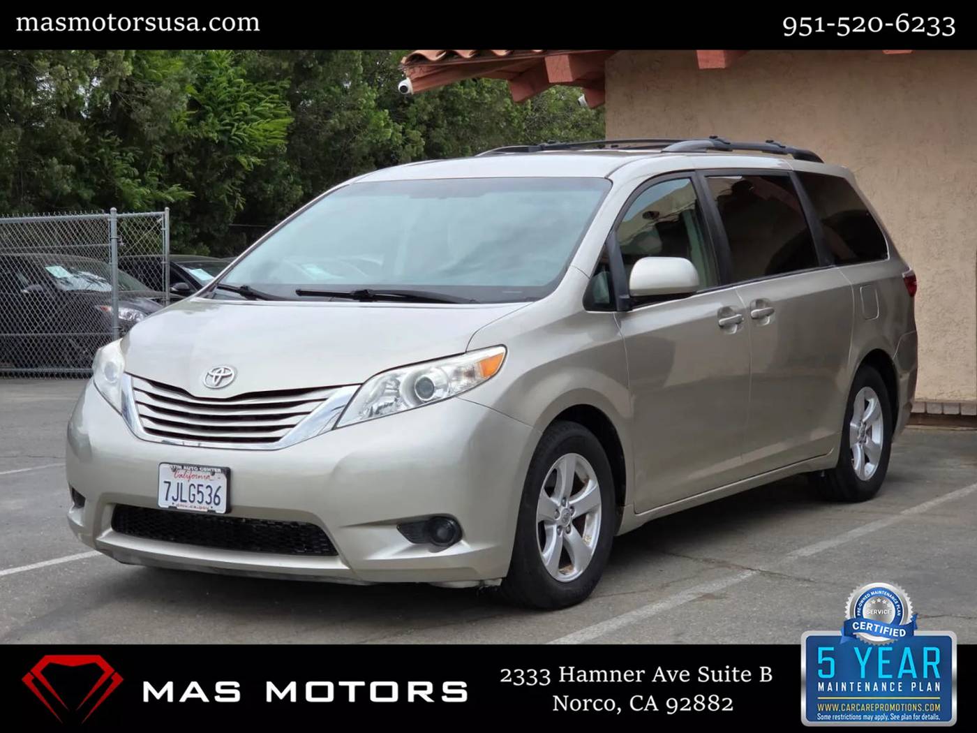 2015 Toyota Sienna LE — Minivan — 109,425 mi — Norco, CA