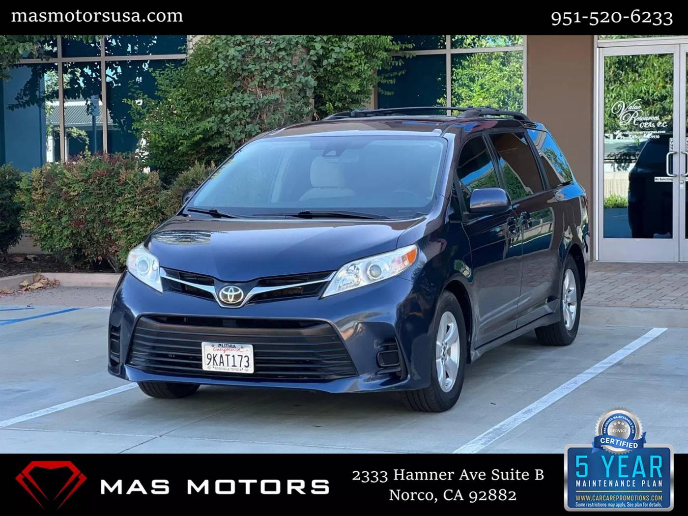 2019 Toyota Sienna LE — Minivan — 116,691 mi — Norco, CA