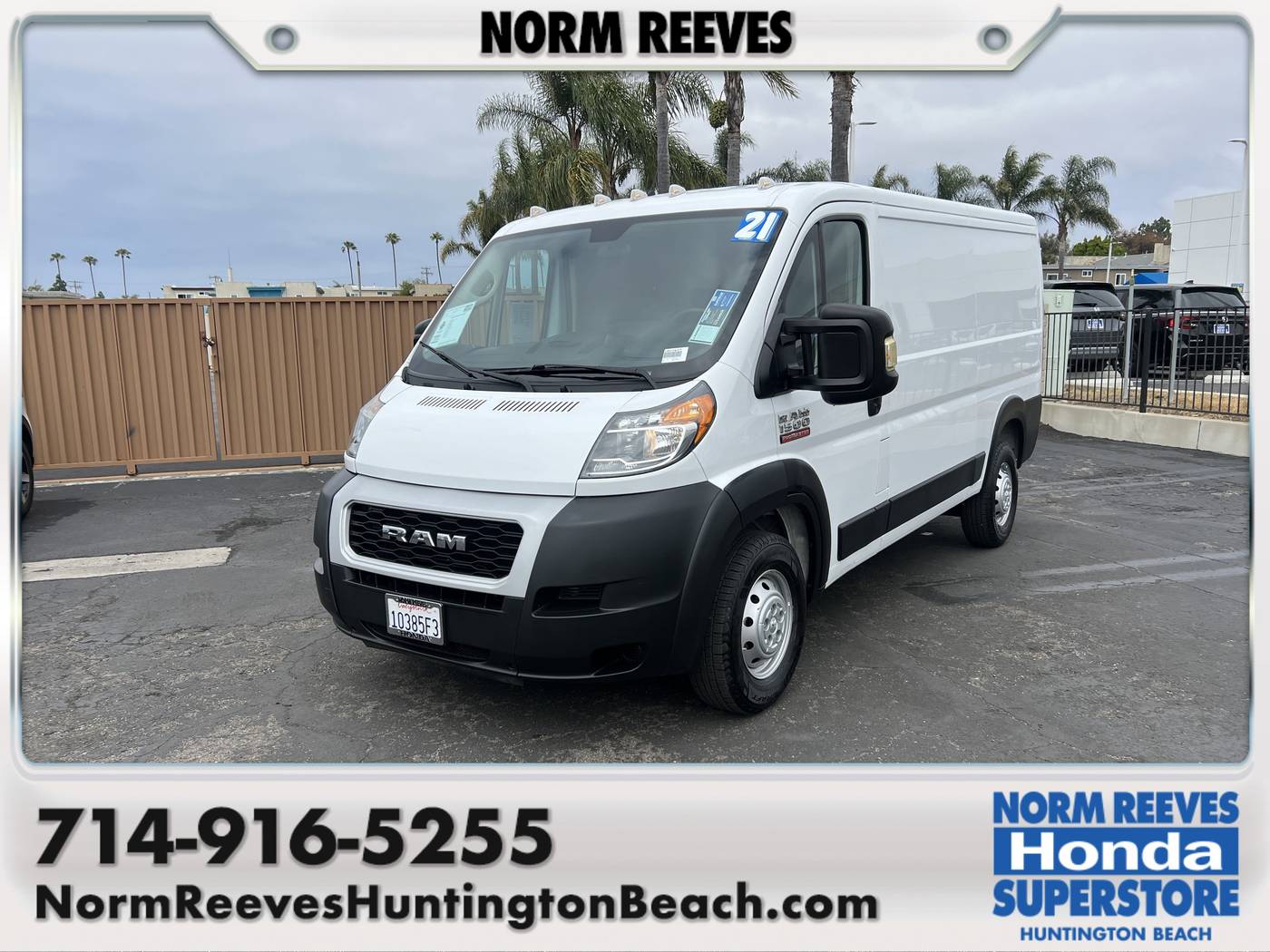 2021 Ram ProMaster Cargo Van 1500 — Cargo Van — 68,595 mi — Huntington Beach, CA