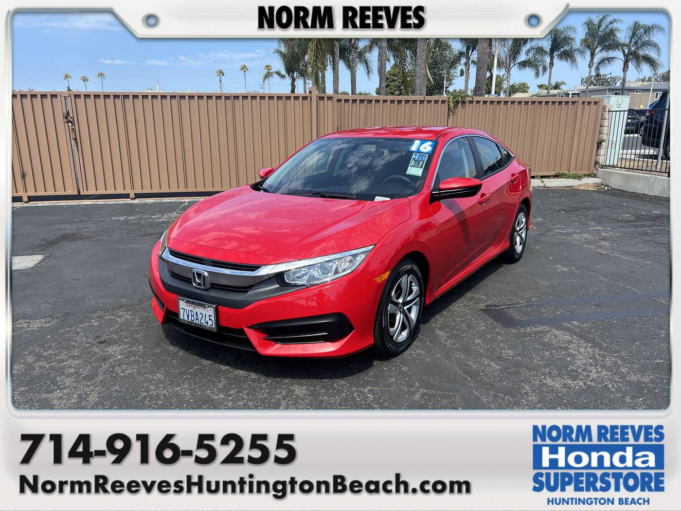 2016 Honda Civic LX — Sedan — 28,396 mi — Huntington Beach, CA