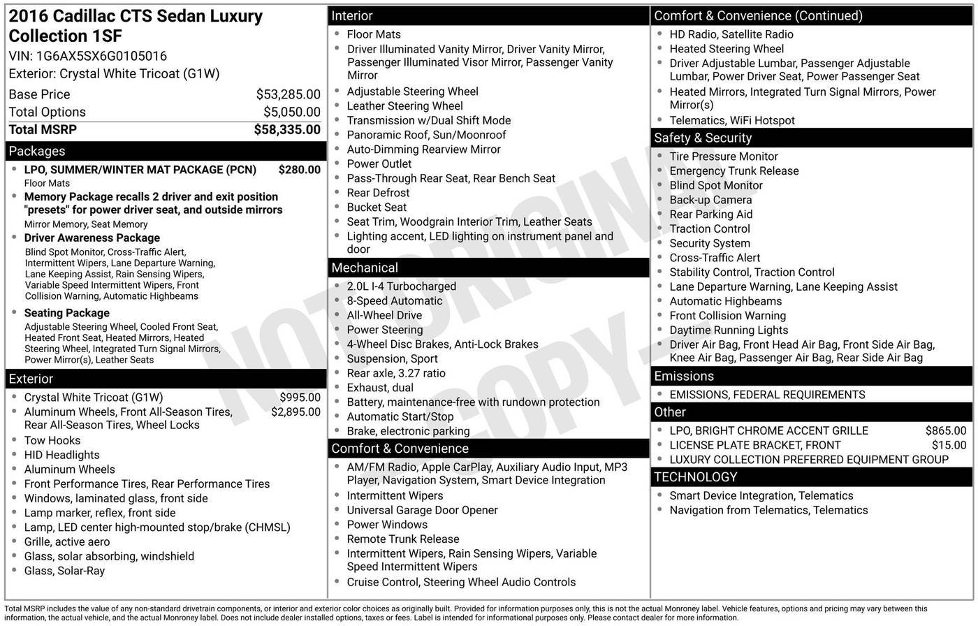 2016 Cadillac CTS Luxury — Sedan — 91,362 mi — Schaumburg, IL