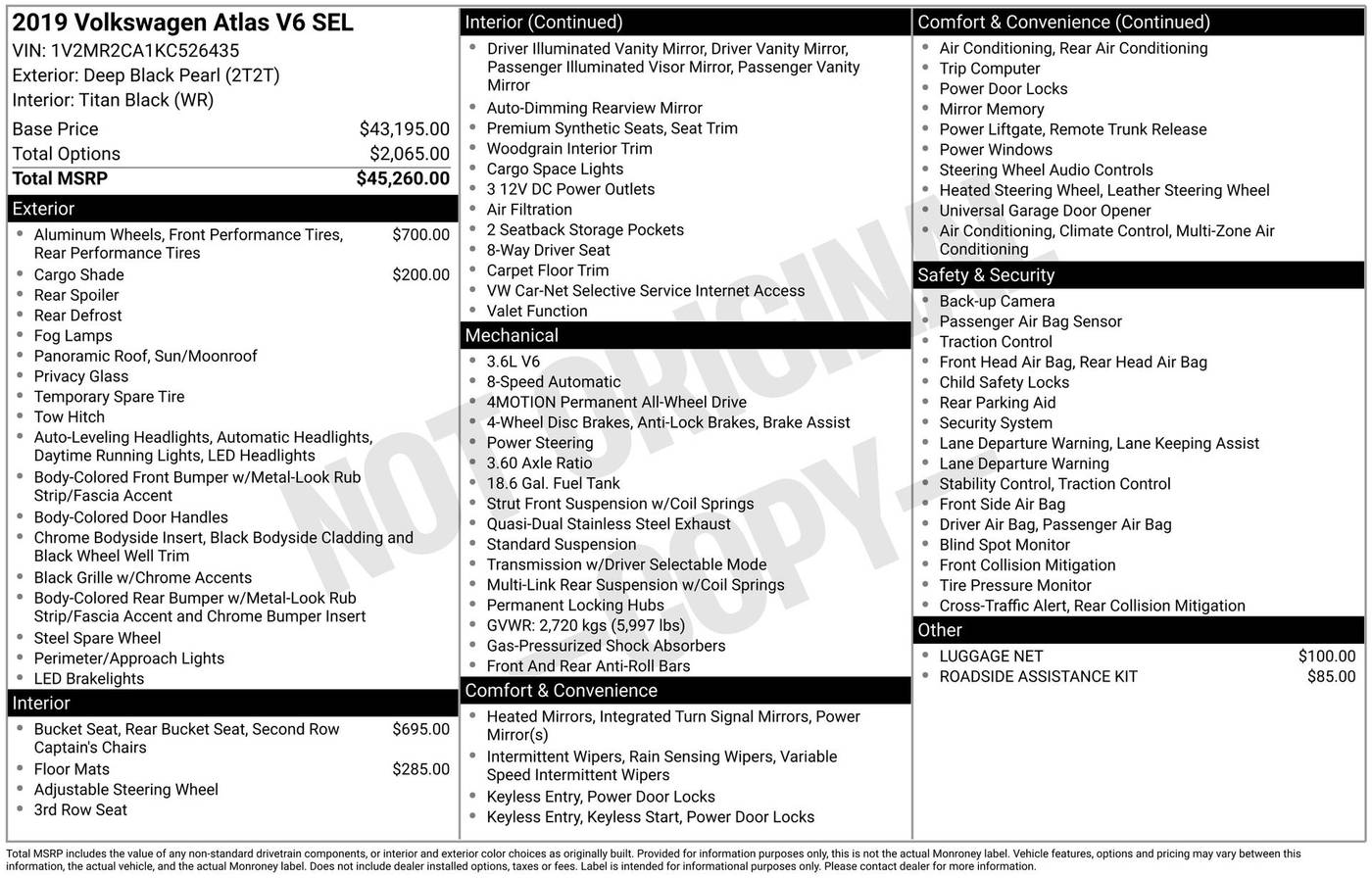 2019 Volkswagen Atlas SEL — SUV — 81,809 mi — Schaumburg, IL