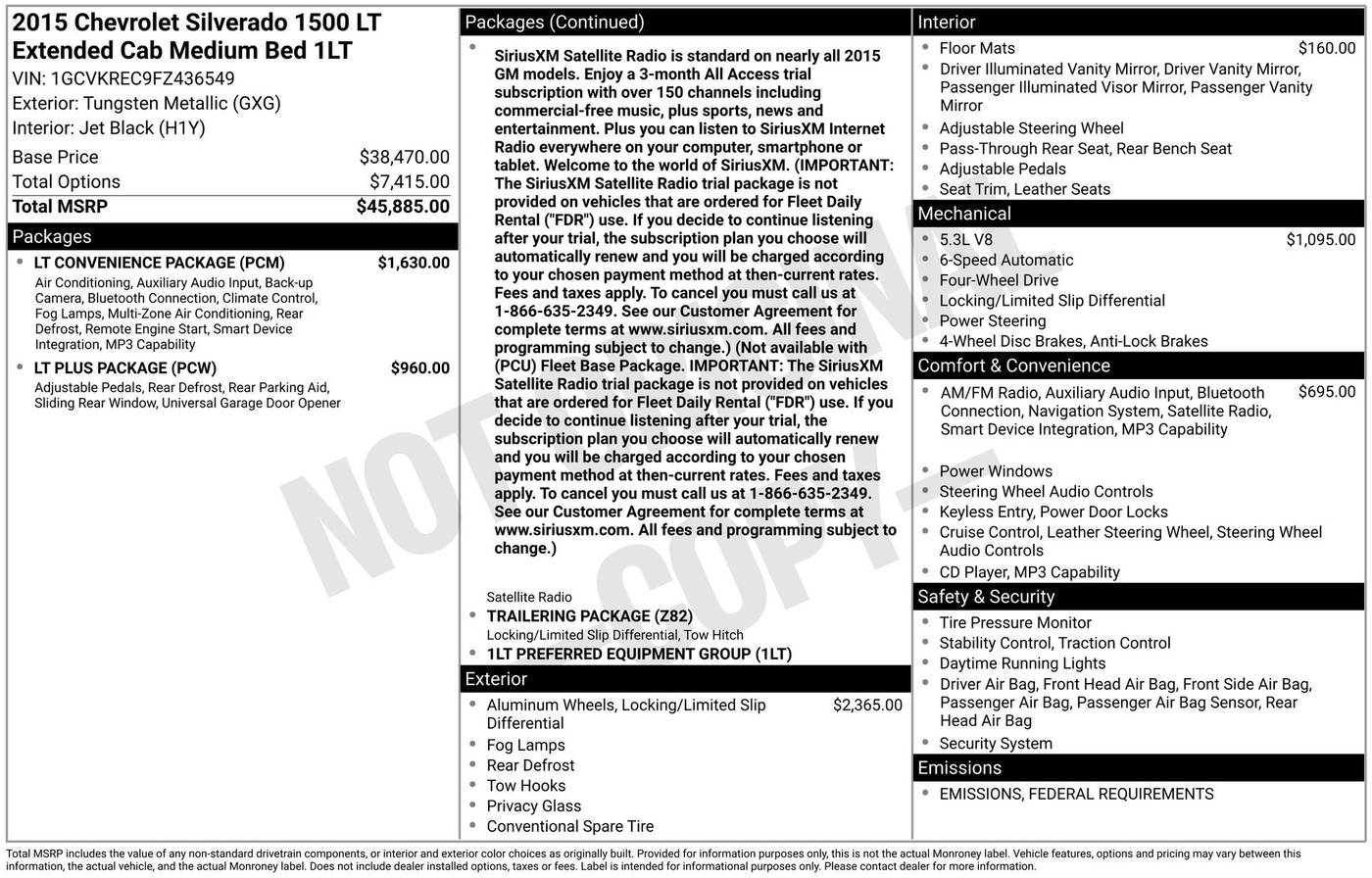 2015 Chevrolet Silverado 1500 LT — Pickup Truck — 105,284 mi — Schaumburg, IL