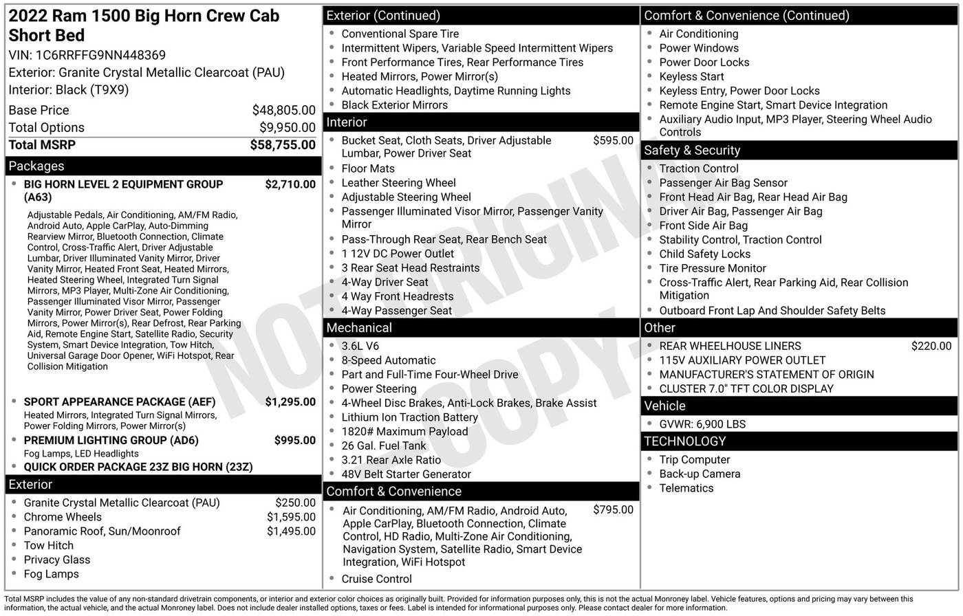 2022 Ram 1500 Big Horn — Pickup Truck — 34,021 mi — Schaumburg, IL