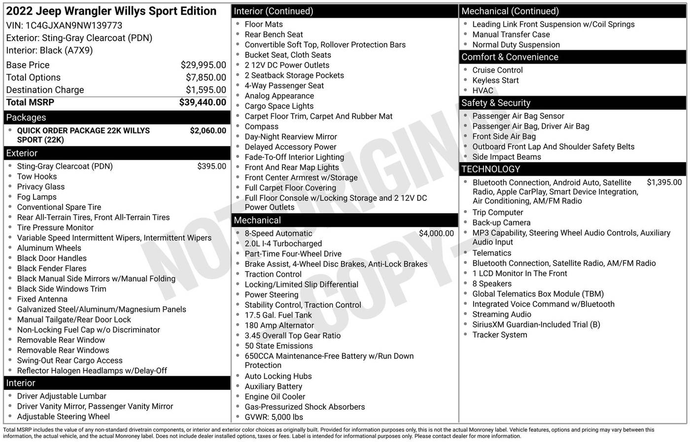 2022 Jeep Wrangler Willys Sport