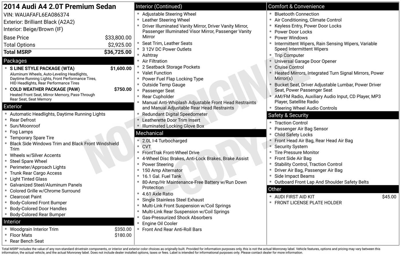 2014 Audi A4 Premium — Sedan — 119,602 mi — Schaumburg, IL