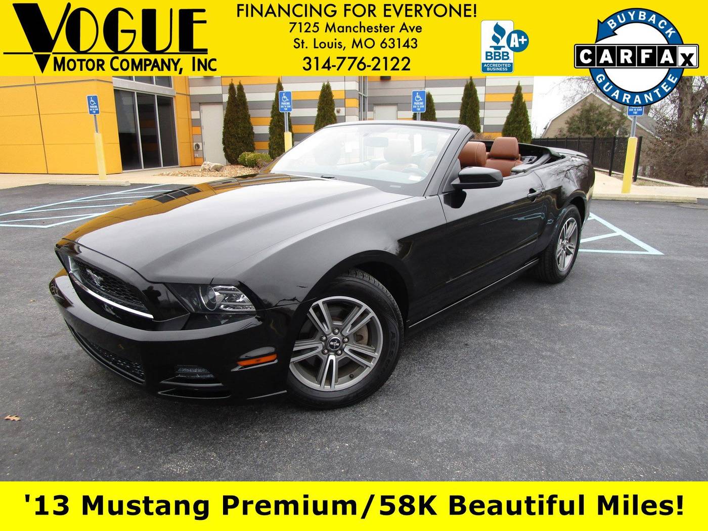 2013 Ford Mustang V6 Premium — Convertible — 58,215 mi — St. Louis, MO