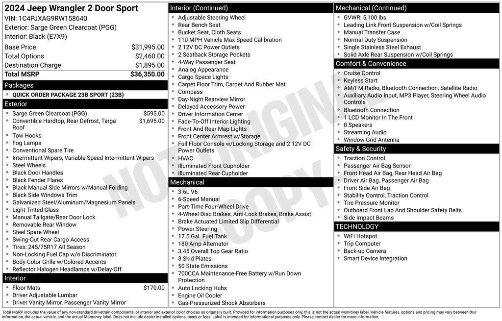 2024 Jeep Wrangler Sport — SUV — 28,538 mi — Bridgeport, WV
