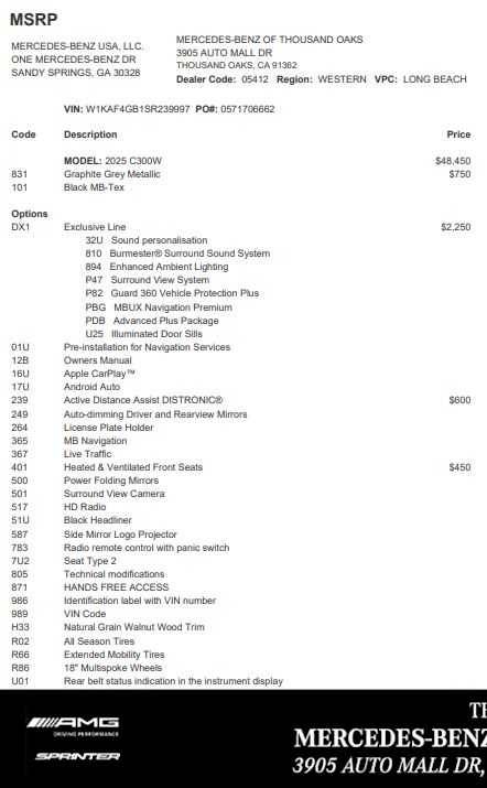 2025 Mercedes-Benz C-Class C 300 — Sedan — 7,037 mi — Thousand Oaks, CA