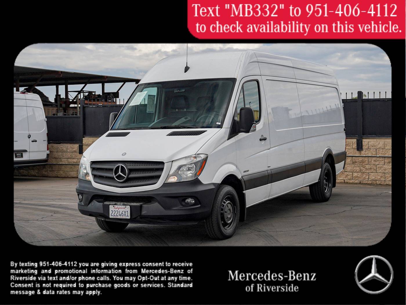 2015 Mercedes-Benz Sprinter Cargo Van 3500 — Cargo Van — 58,415 mi — Riverside, CA