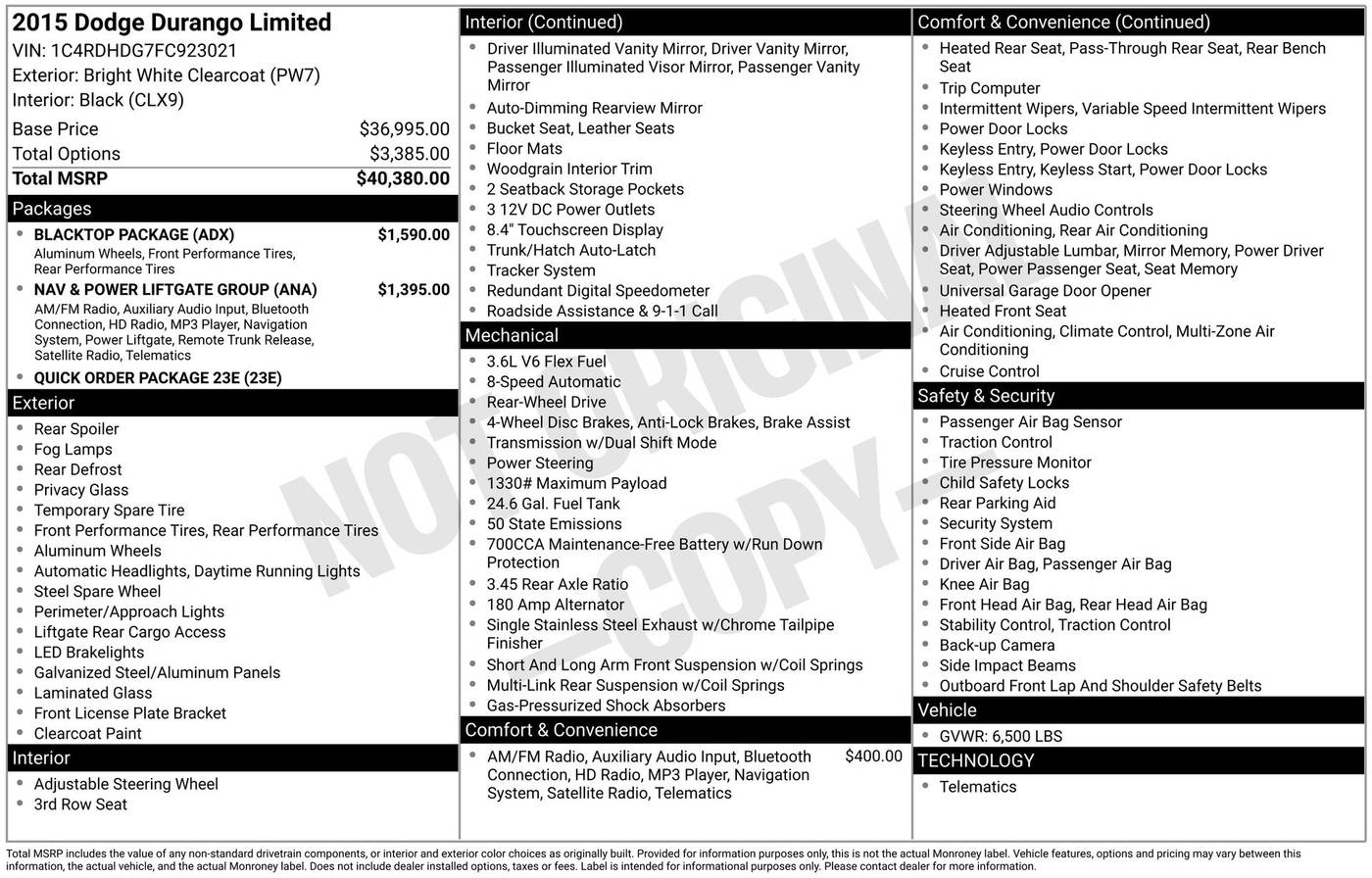 2015 Dodge Durango Limited — SUV — 65,877 mi — Thousand Oaks, CA