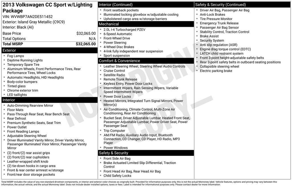 2013 Volkswagen CC Sport — Sedan — 144,784 mi — Waldorf, MD
