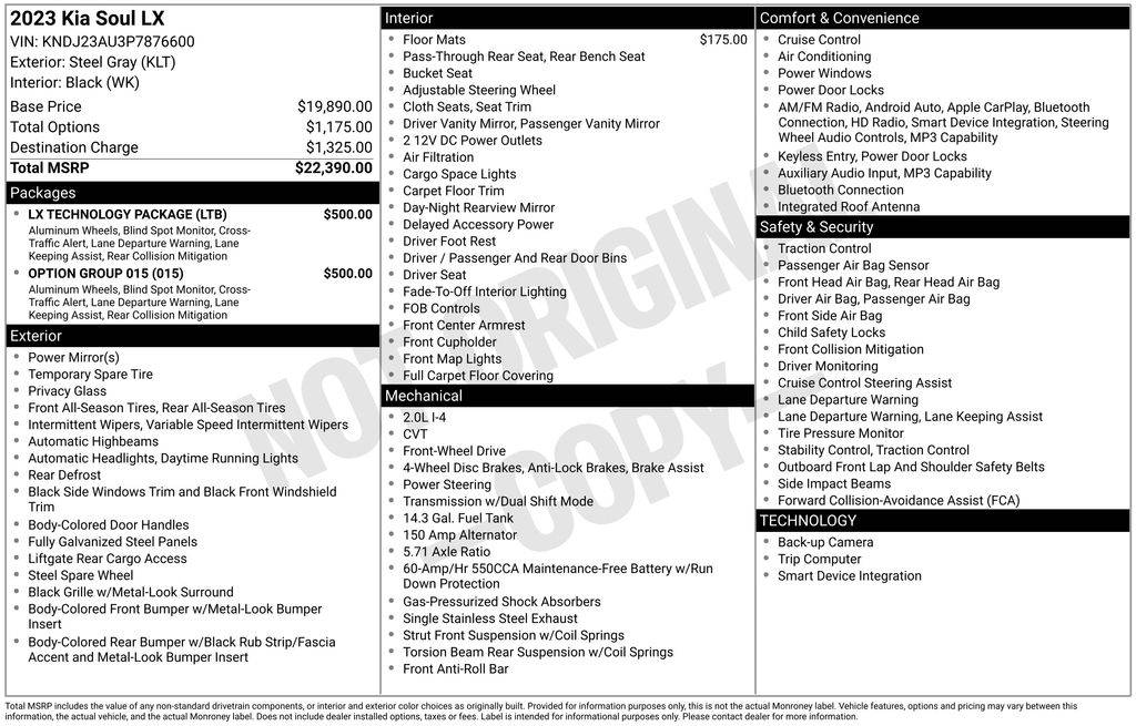 2023 Kia Soul LX — Hatchback — 71,272 mi — Clinton Township, MI