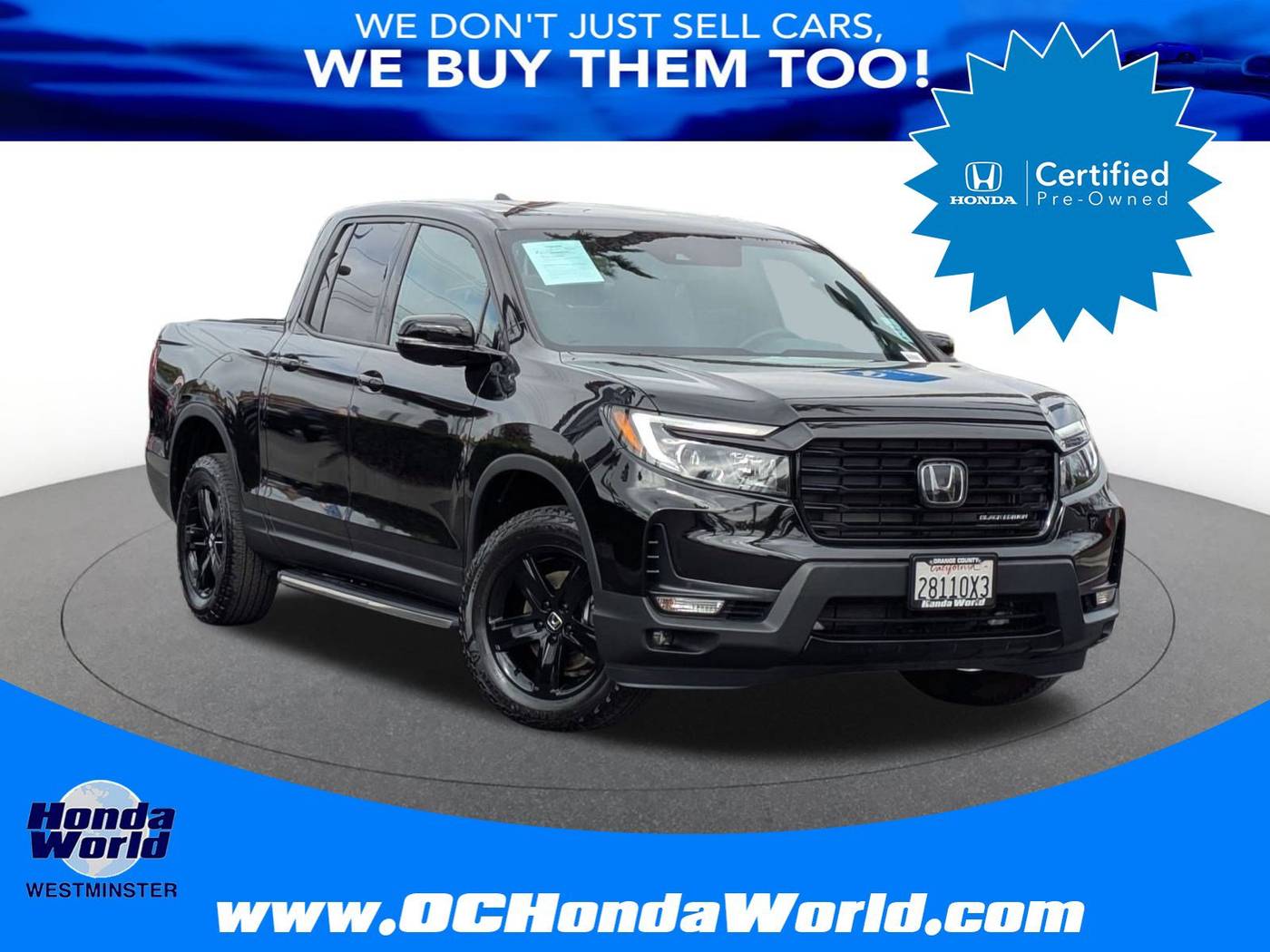 2023 Honda Ridgeline Black Edition — Pickup Truck — 20,242 mi — Westminster, CA
