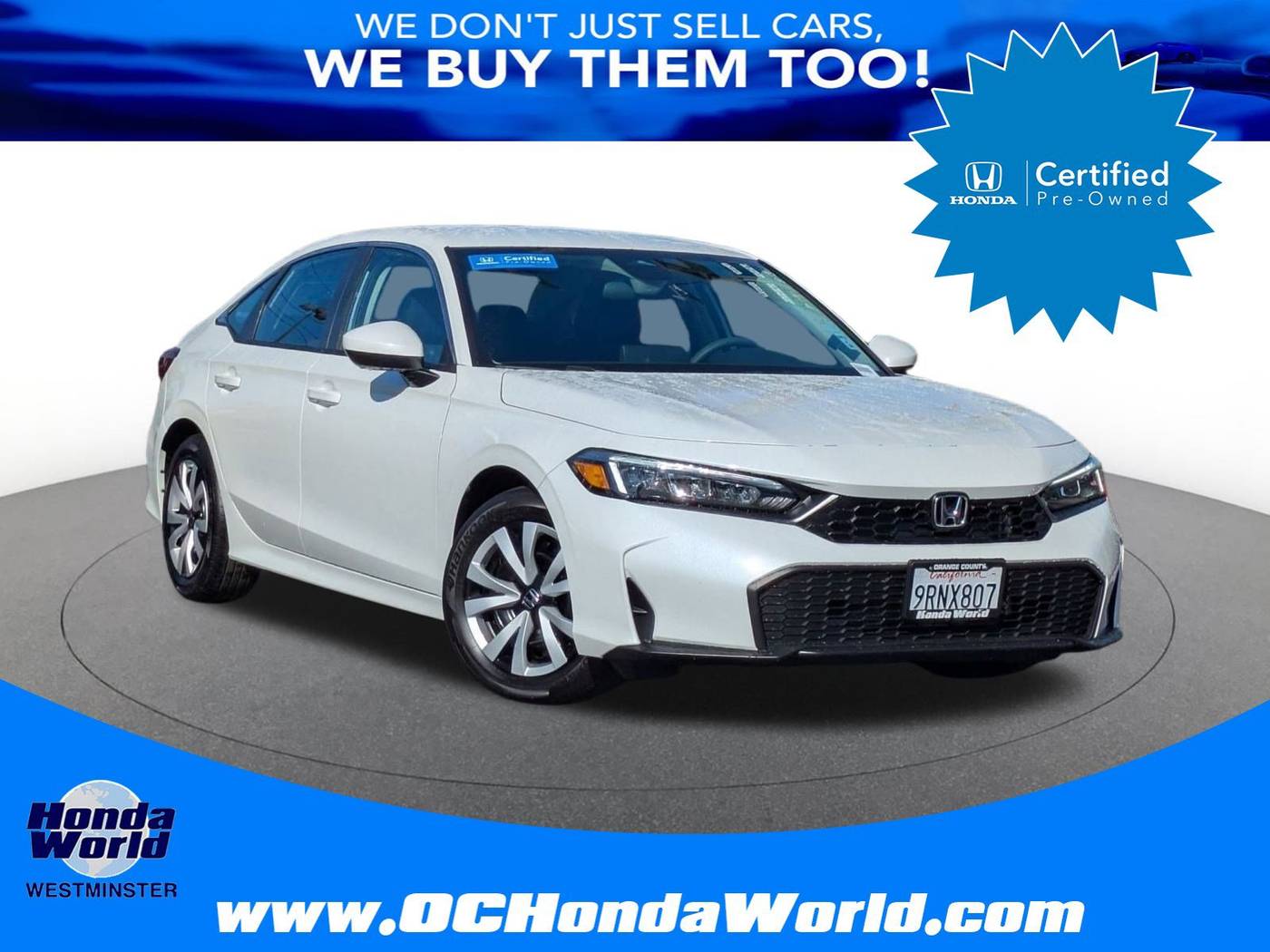 2025 Honda Civic LX — Sedan — 5,657 mi — Westminster, CA