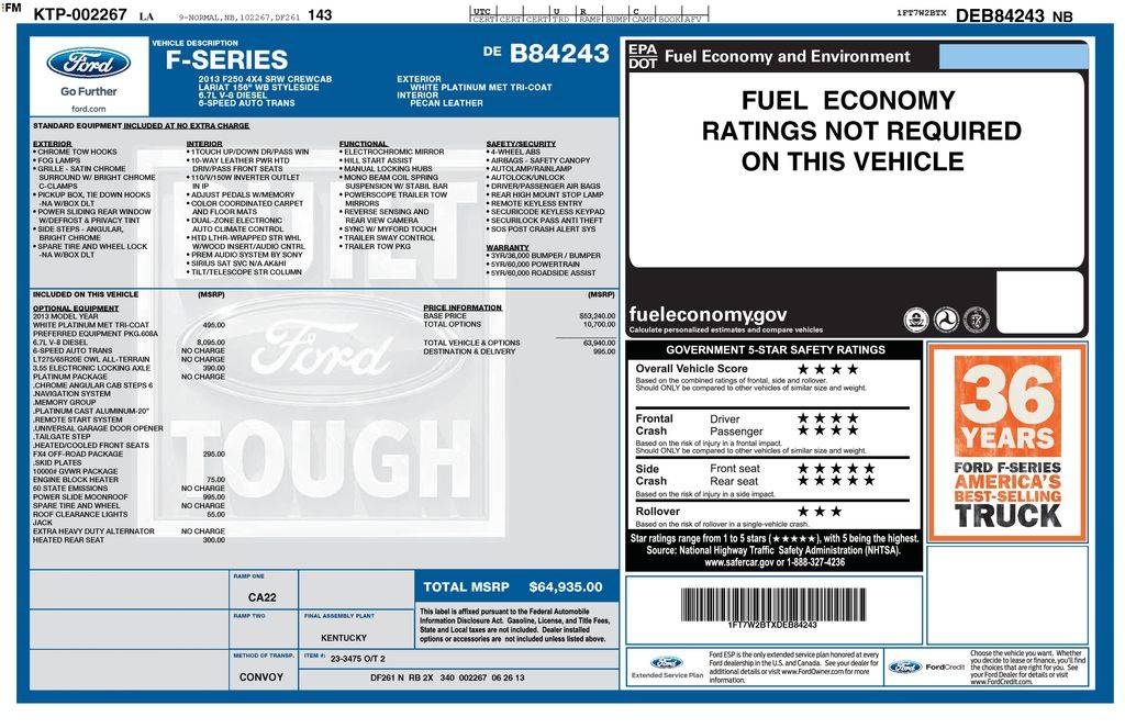 2013 Ford Super Duty F-250 Platinum — Pickup Truck — 229,050 mi — Jennings, LA